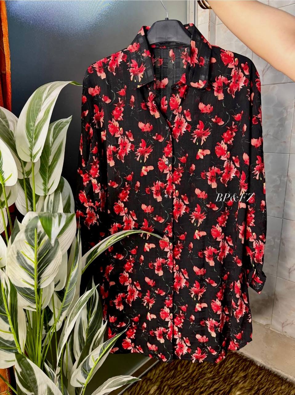 China Rose Black Theme Shirt